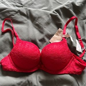 BNWT Aerie Drew 3 way push up bra red lace 32a